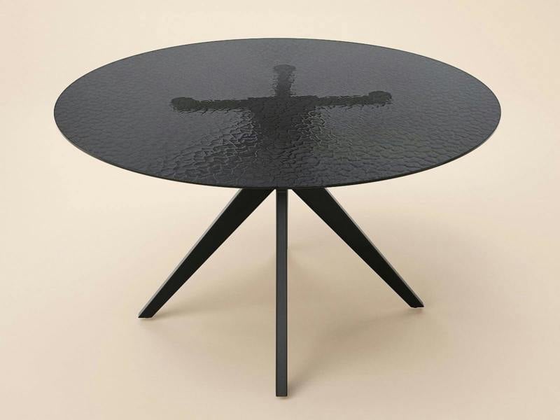 SOLACE+CO Emil Glass Dining Table Round Black