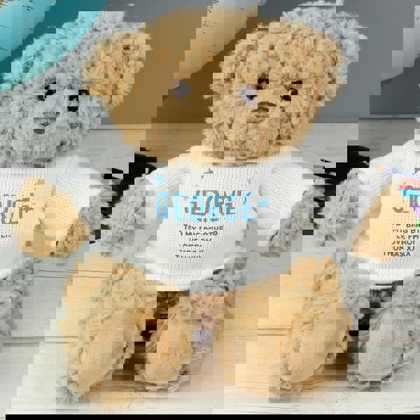 Personalised Memento Company Personalised Blue Message Teddy Bear