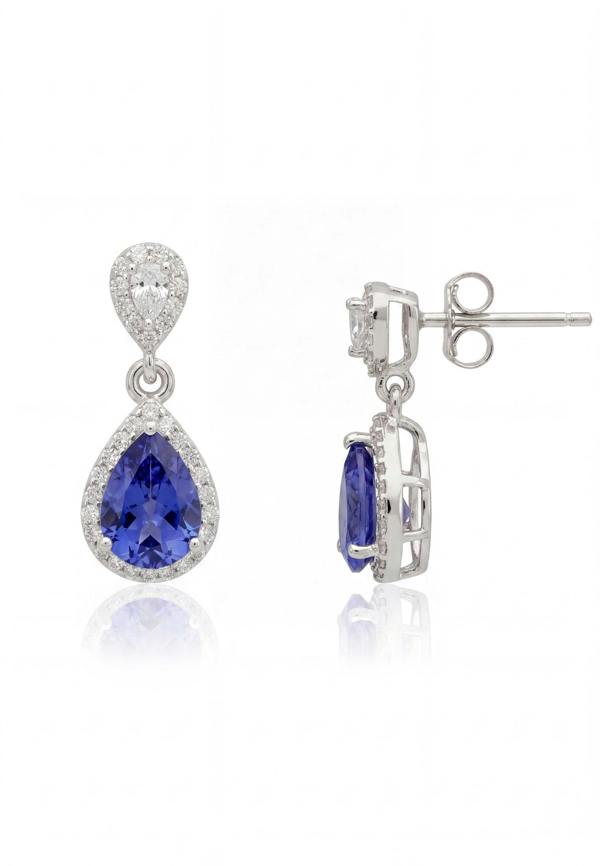 Latelita Phillippa Drop Earrings Tanzanite Silver