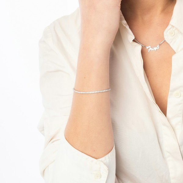 Spero London Flat Back Sterling Silver Fine Tennis Bracelet
