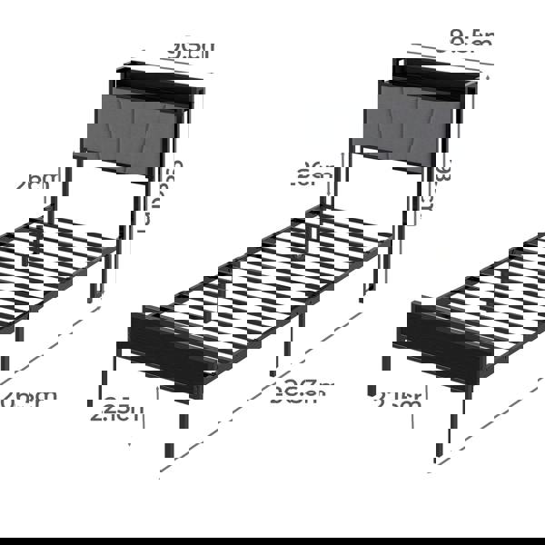 Levede Single Bed Frame Metal Platform Linen Upholstered Headboard with Storage