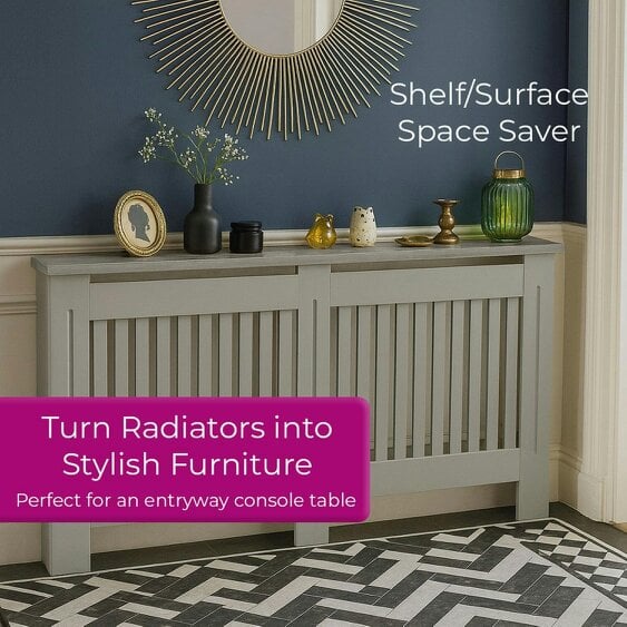 Neo Grey Decorative Wooden Radiator Cover Large