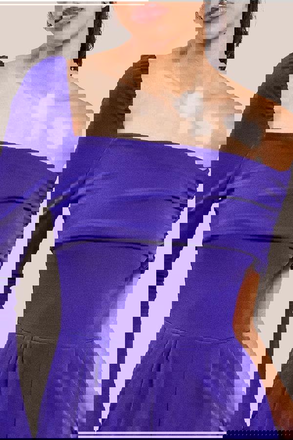 One Shoulder Scuba Jumpsuit - Purple TR375