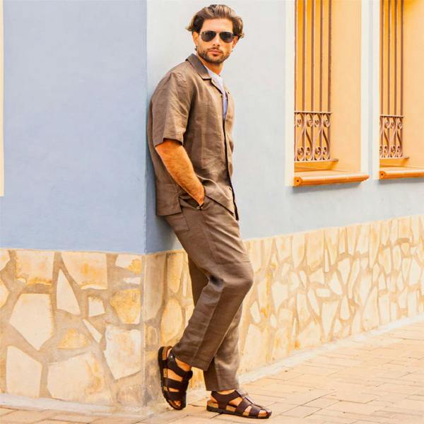 Panama Jack Men's Waterproof Bark Brown Leather Sandals - Stanley C1