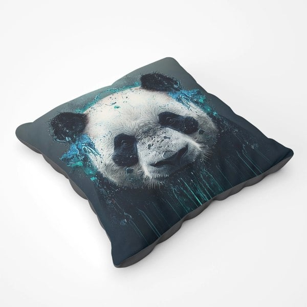 Warren Reed Panda Face Splashart Dark Background Floor Cushion