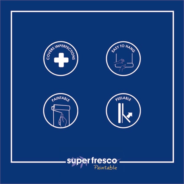 Superfresco Paintable Cameo Stripe Textured Wallpaper - White Durable - 10m