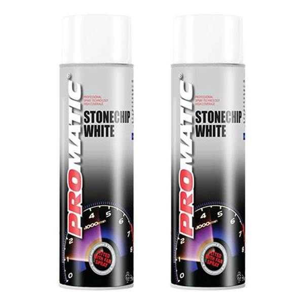 Promatic 2X Promatic Stonechip White Spray Paint 500ml