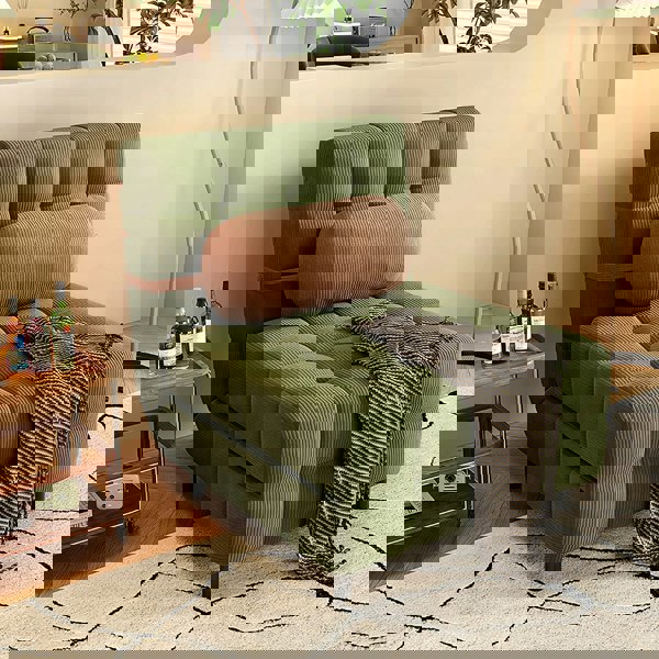 Mendez Single Sofa Bed, Two Seater Sofa Bed, Corduroy-Rit Concept-100cm-Green-Rit Concept