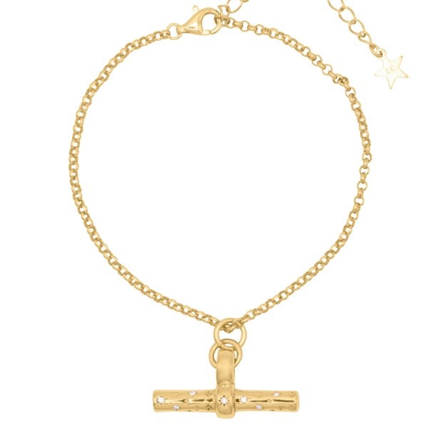 Luna Charles Lola T-Bar Bracelet | 18k Gold Plated