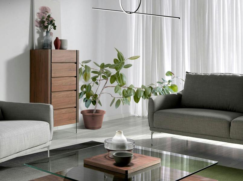 Angel Cerdá Chiffonier Walnut and Tempered Glass 7041