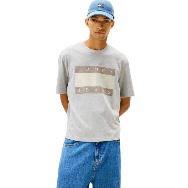 Tommy Jeans Mens Logo Jersey T-Shirt - Grey Heather - 