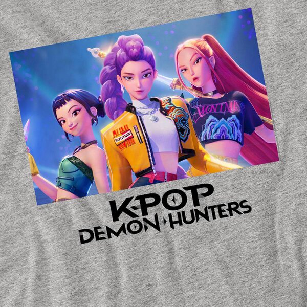K-Pop Demon Hunters Unisex Adult Heroic Huntrix Huntr/X Long-Sleeved T-Shirt - Heather Grey