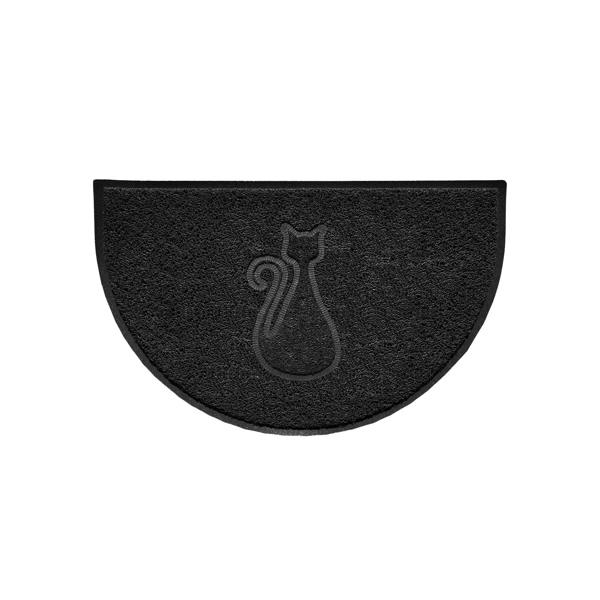 Nicoman Cat Embossed Halfmoon Indoor/Sheltered Outdoor Spaghetti Doormat