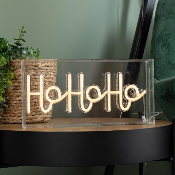 Samuel Alexander 15cm x 30cm Light up Christmas Ho Ho Ho Neon Flex Sign with Warm White LEDs