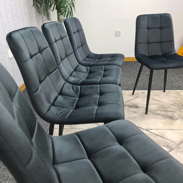 Kosy Koala Dining Chairs Set of 6 Black Velvet Kitchen Chairs