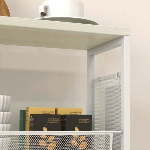 Wyld Haus Else Lune Metal White 3 Tier Kitchen Cart With Steel Wire Baskets