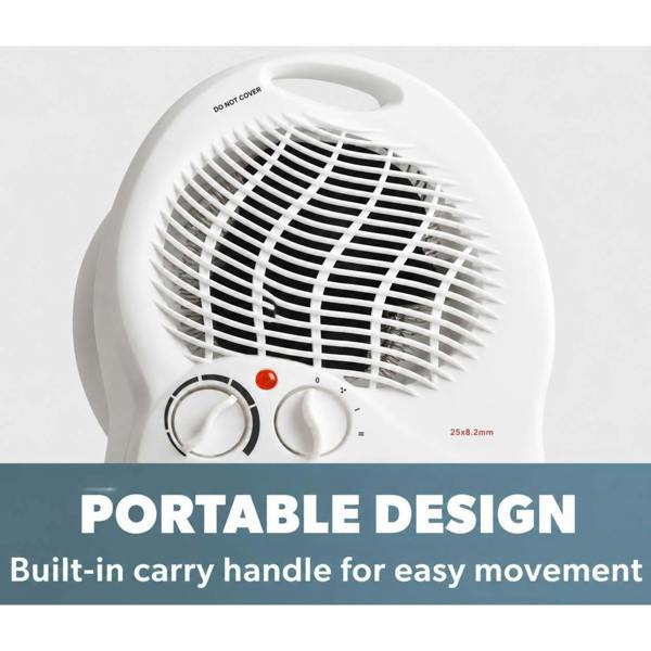 Dyzi 2000W Portable Fan Heater Adjustable Thermostat Tip-Over Protection