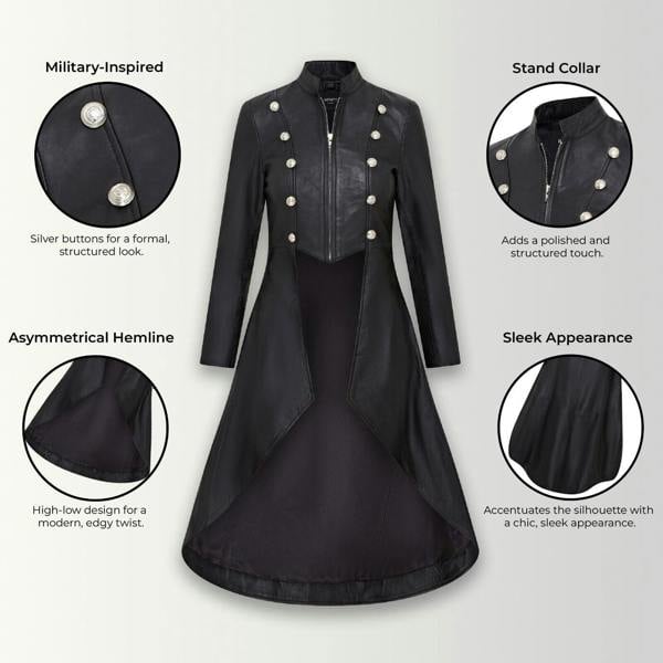 Infinity Leather Womens Gothic Full Length Edwardian Leather Coat - Atlanta