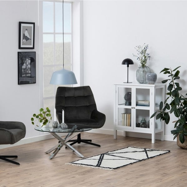 Furniture To Go Heaven Round Coffee Table with Glass Top and Chrome Legs
