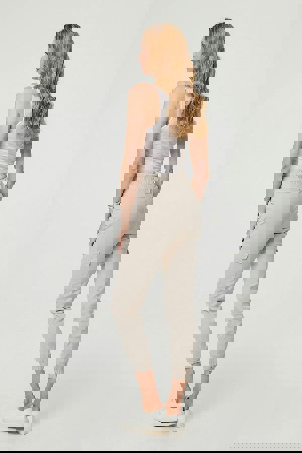 Cream | High Waist Slim Fit Cropped Cargo Pants
