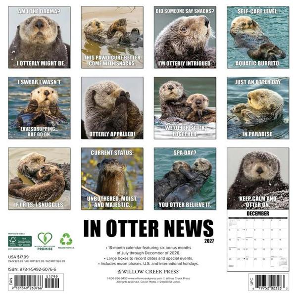 In Otter News Calendar 2027, Wall Calendars, Month To View, Animals, Gift