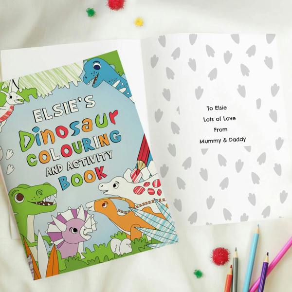 Personalised Dinosaur Colouring And Activity Book - alternative angle