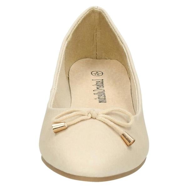 Leather Collection Ladies Leather Collection Bow Trim Vamp Ballerinas