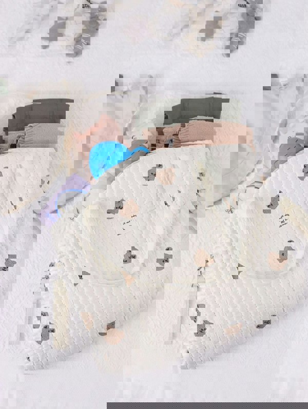 Anymom Mommy Baby Changing Bag Stuff Bear Handbag Embroidery Quilted Shoulder Mommy Bag Stroller for Baby