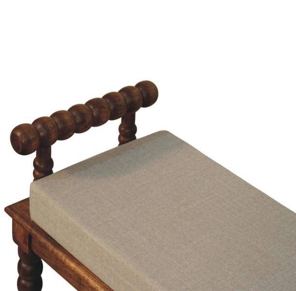 Artisan Furniture Solid Wood Spindle Amber Linen Bench