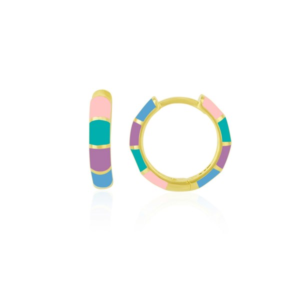 Spero London Enamel Rainbow Sterling Silver Hoop Earrings