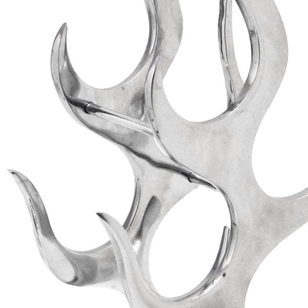 Berkfield Wine Rack Flame Shape Aluminium Silver 9 Bottles