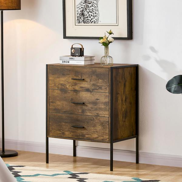 Vida Designs Brooklyn 3 Drawer Chest, Dark Wood