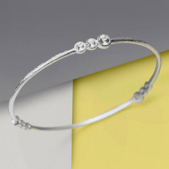 White Topaz Sterling Silver November Birthstone Bangle