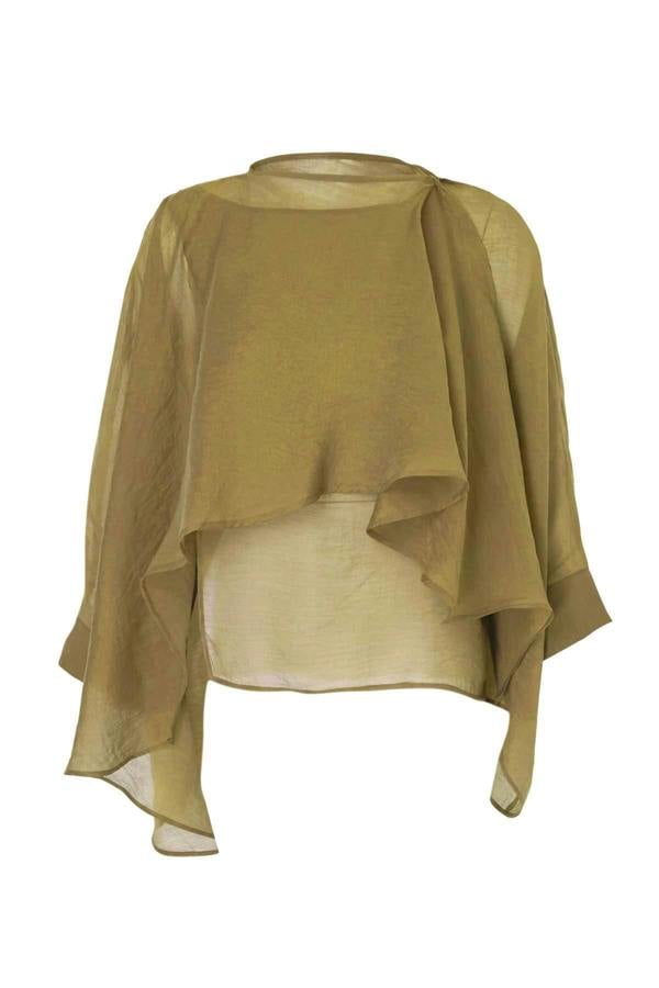 WOVCOR Oversized Batwing Sleeve Bicycle Neck Blouse