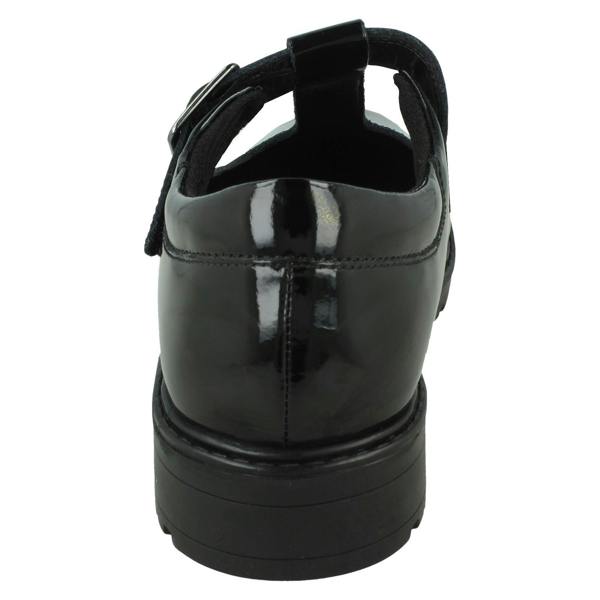 Clarks Girls Clarks Faux Buckle T-Bar School Shoes Loxham Bar Y