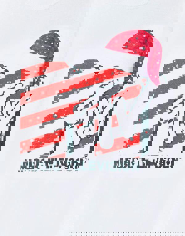 MTV Unisex White Santa Hat Short Sleeved T-Shirt