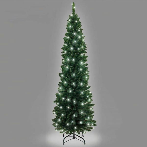 4ft to 8ft Pre-Lit Artificial Slim Pencil Christmas Trees with Cool White LEDs image 1