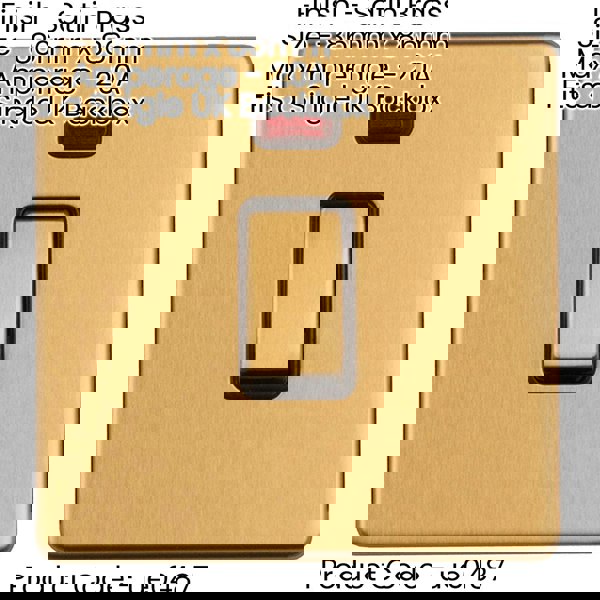 1 Gang 20A Single Light Switch & Neon SCREWLESS SATIN BRASS 2 Way Rocker Plate