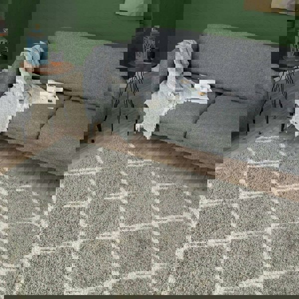 Moroccan Design Thick Shaggy Area Rugs Grey