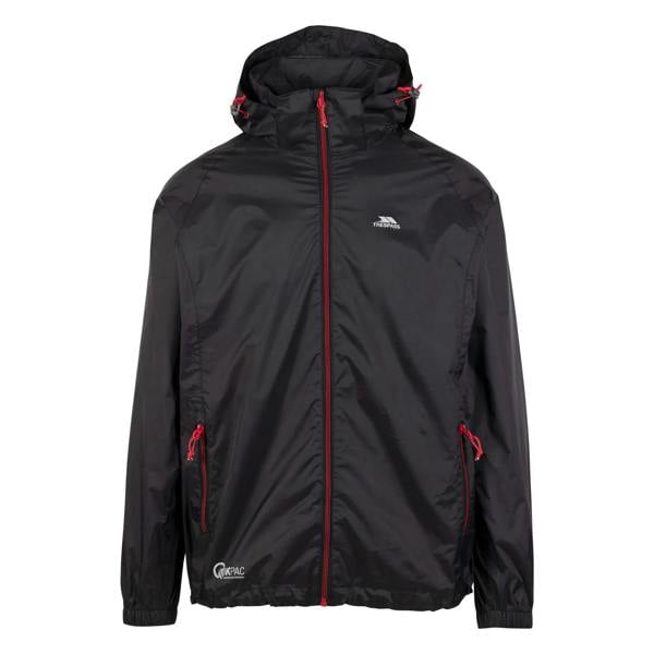 Trespass Qikpac X Unisex Packaway Jacket - Black/Red - 
