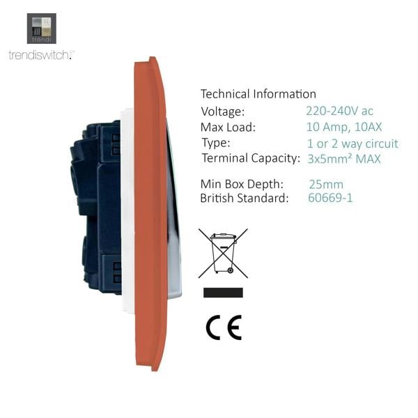 Trendi Switch 6 Gang 1 or 2 Way Light Switch in Copper