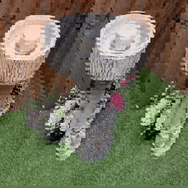 Bamboo Design Stone Cast Birdbath