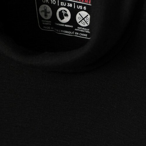 Mountain Warehouse Womens/Ladies Merino Wool Roll Neck Base Layer Top - Black - Black - 80% Merino Wool/20% Polyester