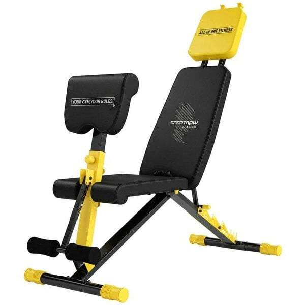 Adjustable Weight Bench for Home Gym, 300kg Incline Decline Flat Foldable Bench Press with 6 Backrest Positions, Yellow
