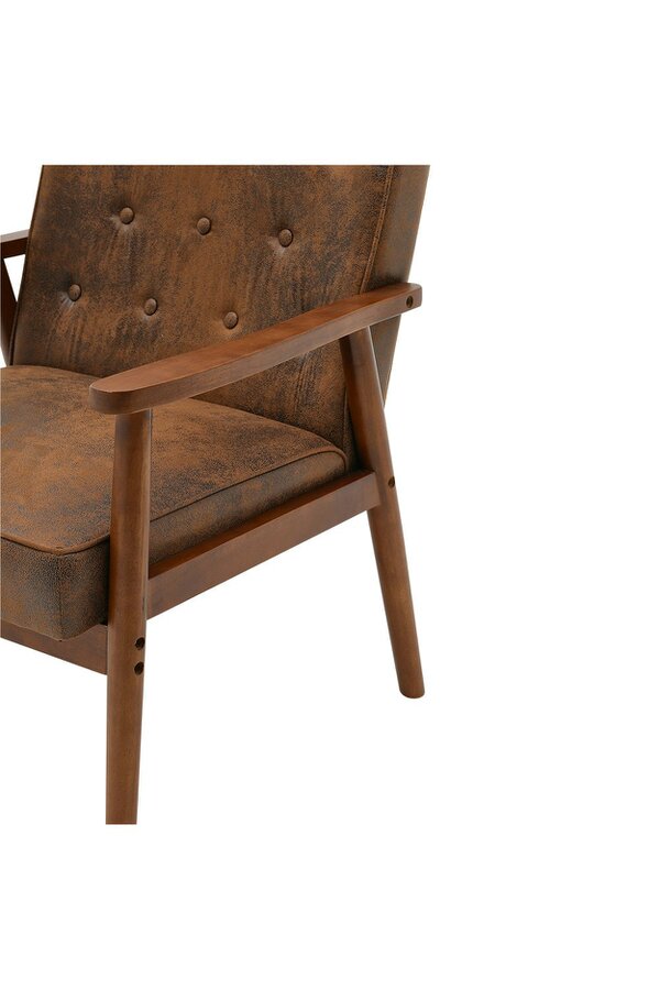 Living and Home Distressed Gold Modern Wood Frame PU Leather Upholstered Lounge Chair
