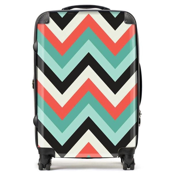 Warren Reed Geometric Colored Chevron Pattern Suitcase