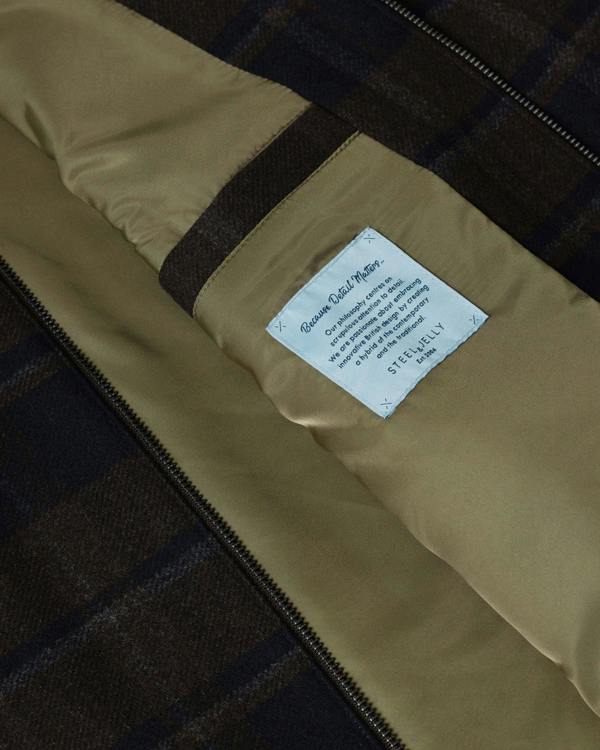 Steel & Jelly Malham - Check Wool Blend Harrington Jacket