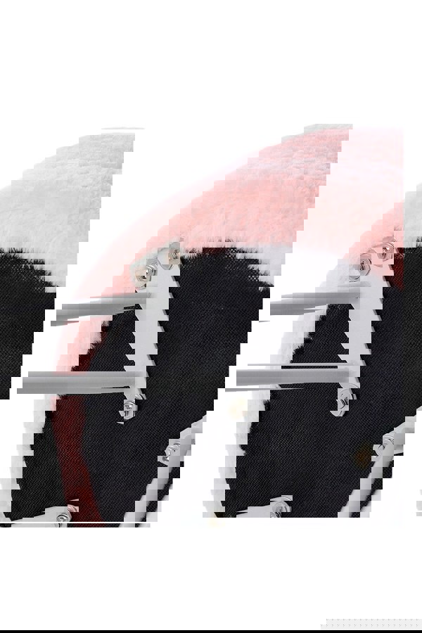 Living and Home Soft Fluffy Pink Low Chair Dressing Footstool with Metal Leg