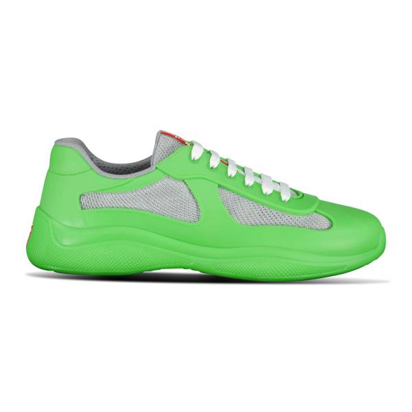 Prada Americas Cup Sneakers Soft Rubber Green & Grey Mesh - chancefashionco
