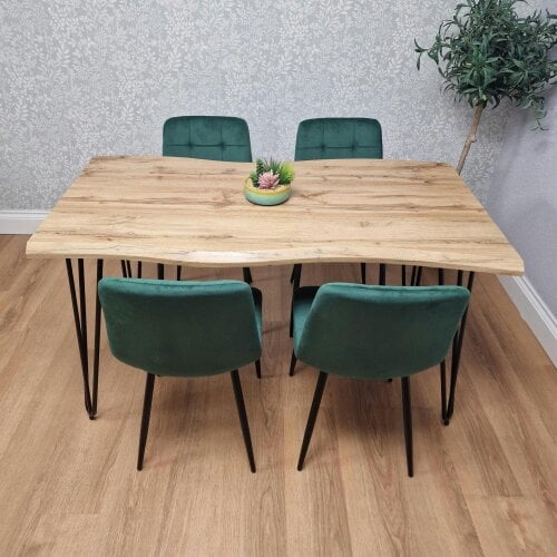 Kosy Koala Dining Table Set With 4 Green Velvet Chairs Modern Kitchen Dining Room Furniture